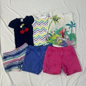 GYMBOREE Girls size 6 Summer Lot 3 tops 3 shorts